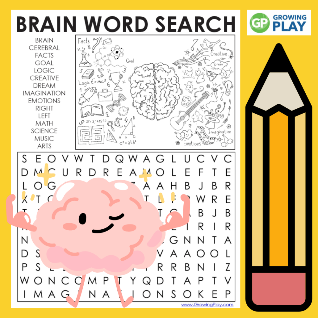 Brain Word Search Printable Free PDF Growing Play
