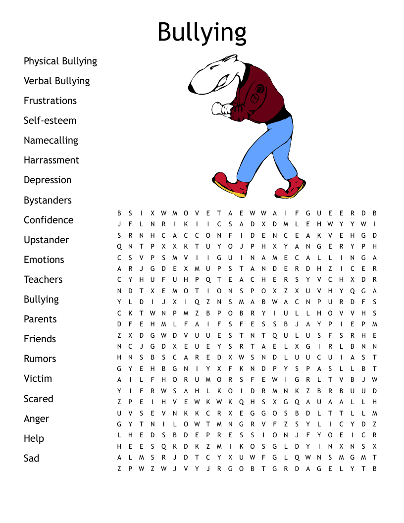 Bullying Word Search Printable