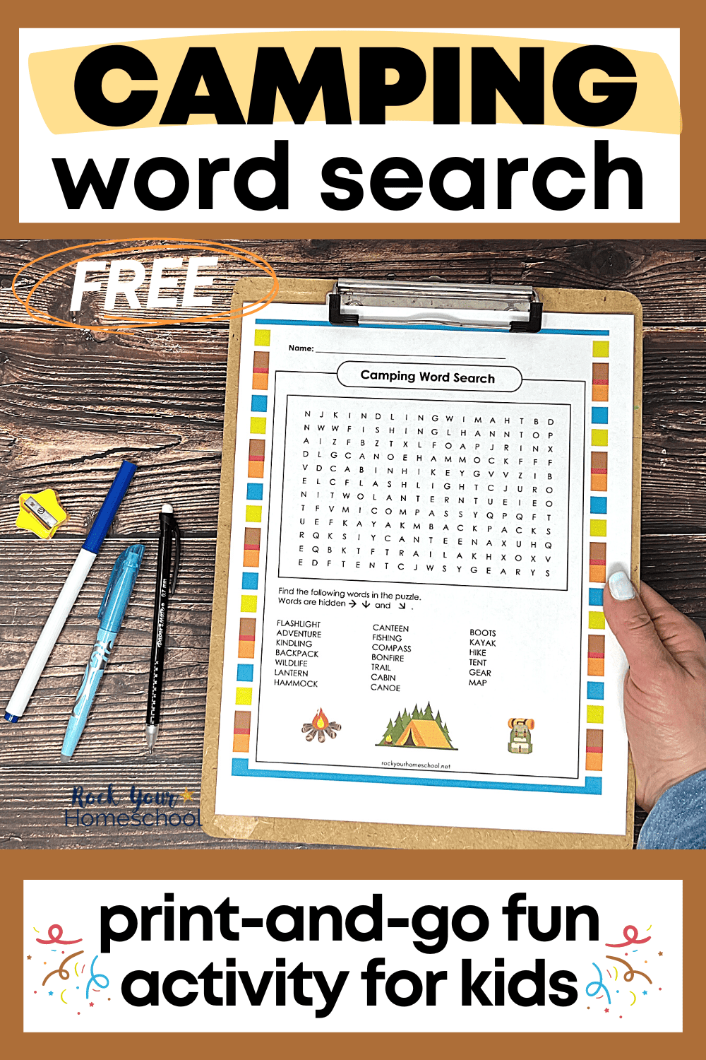 Camping Word Search Free Printable