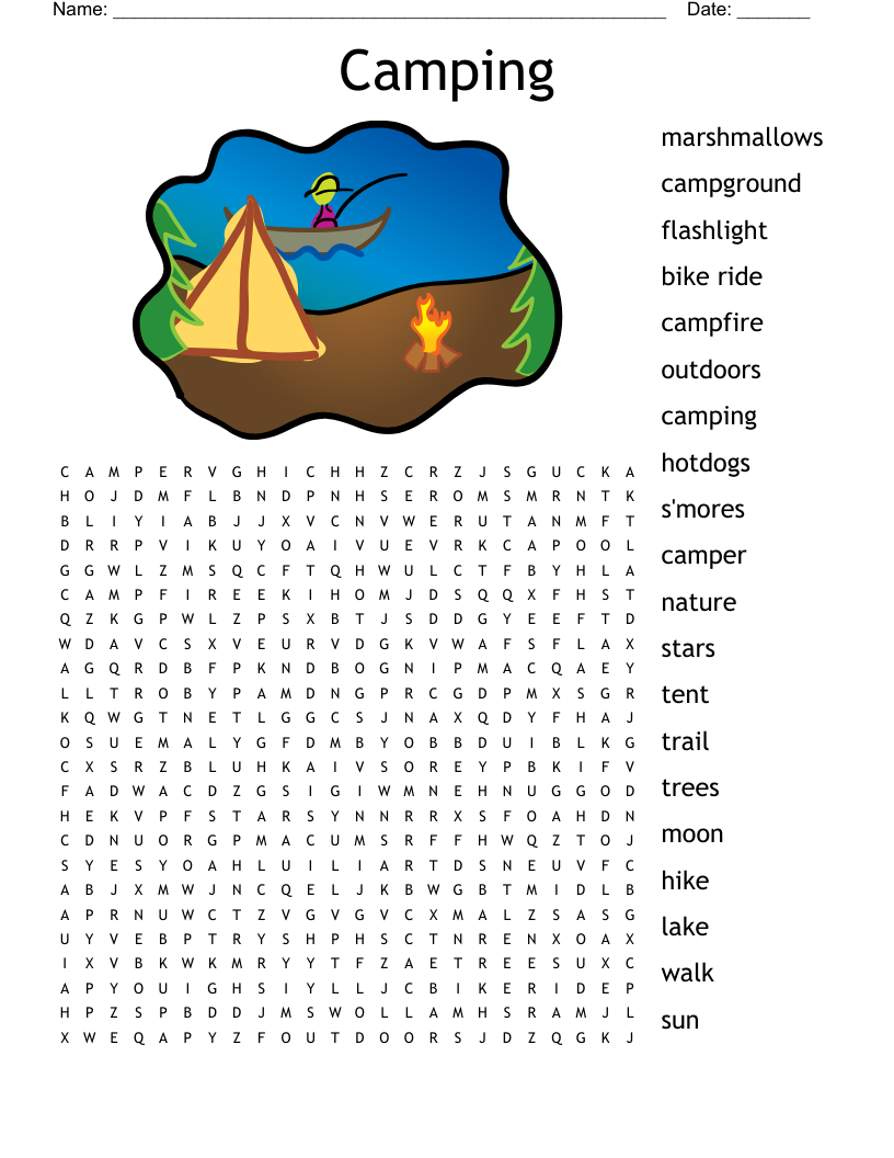 Camping Word Search WordMint