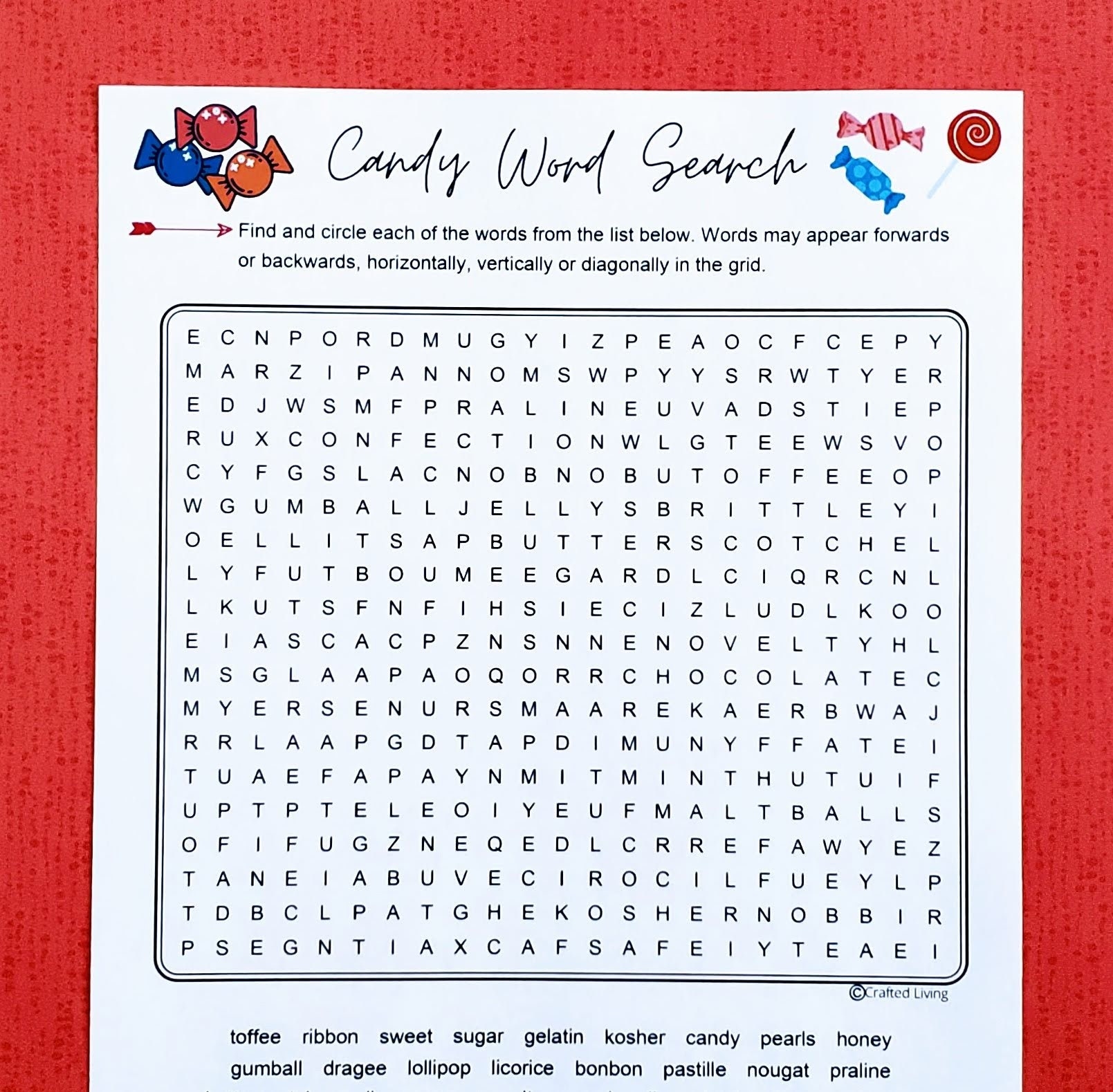 Candy Word Search Free Printable