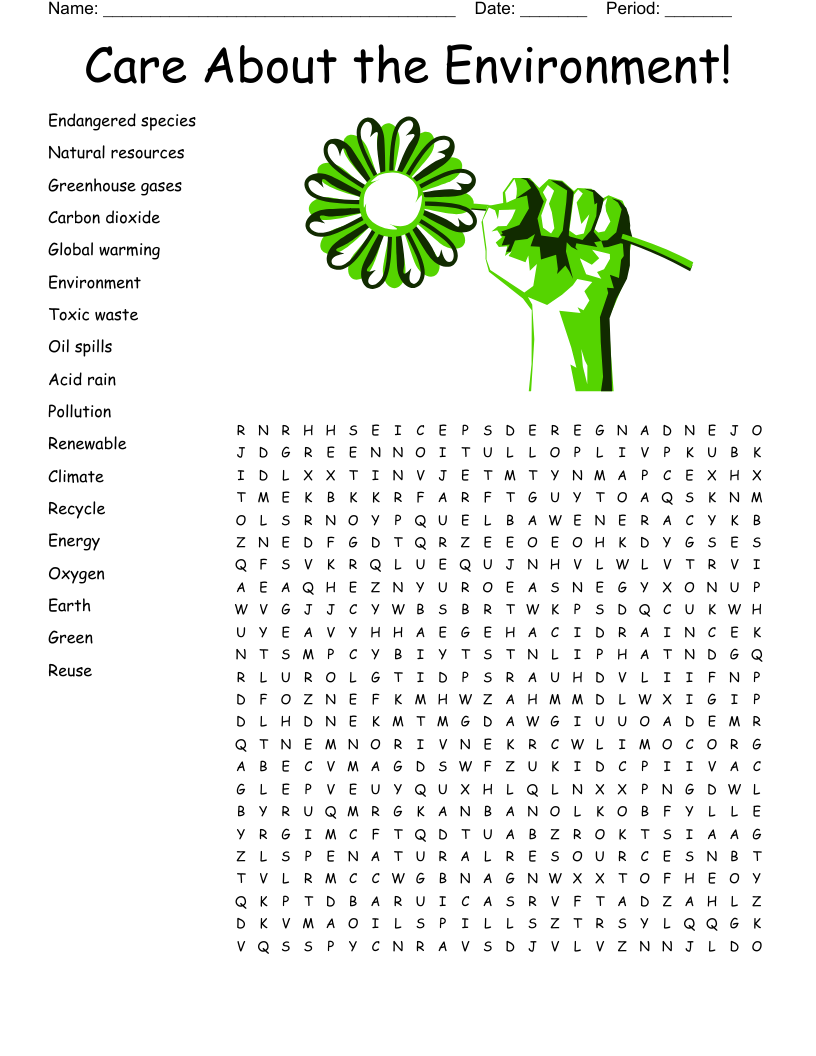 Environment Word Search Printable