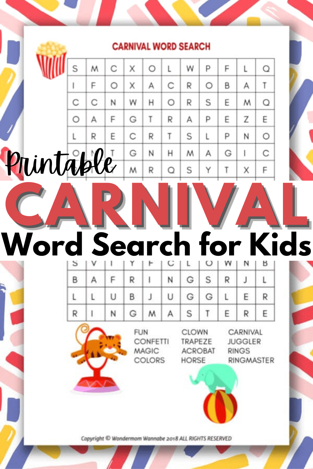 Carnival Word Search For Kids