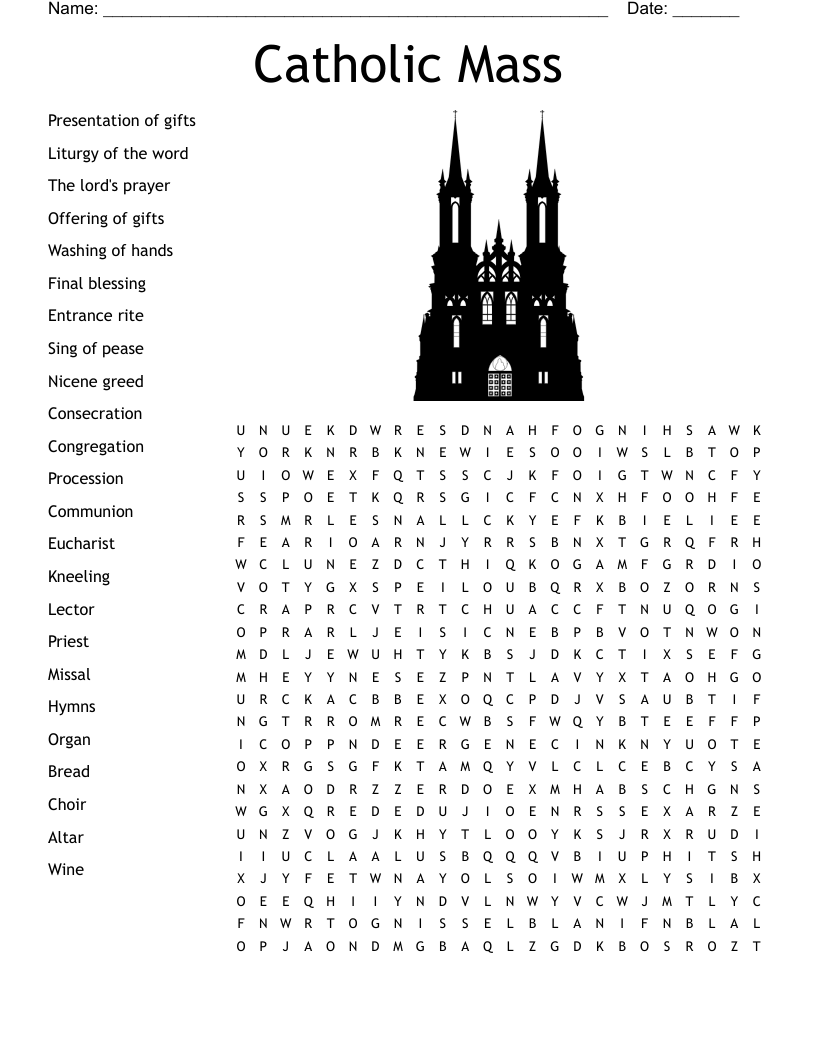 Printable Catholic Word Search
