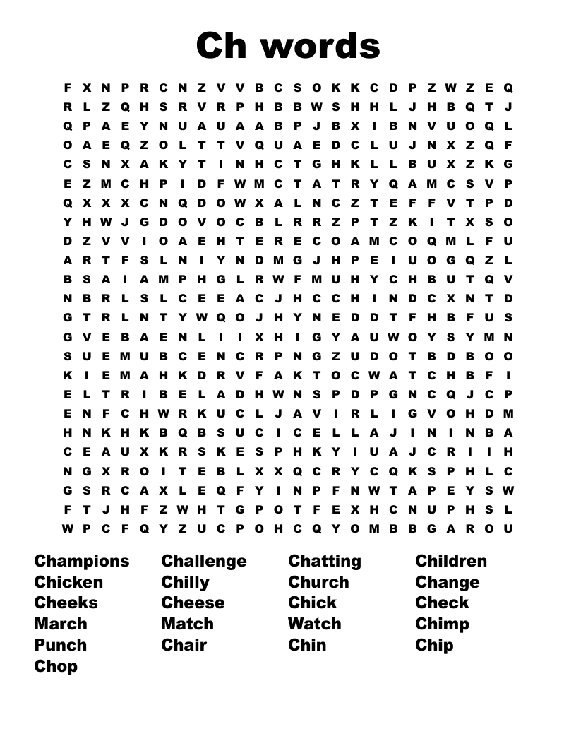 Ch Word Search Printable