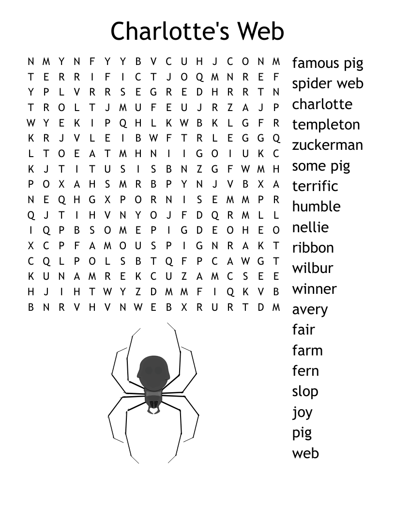Charlotte’s Web Word Search Printable