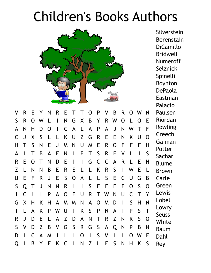 Children s Books Authors Word Search WordMint