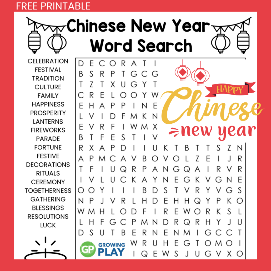 Chinese Word Search Printable