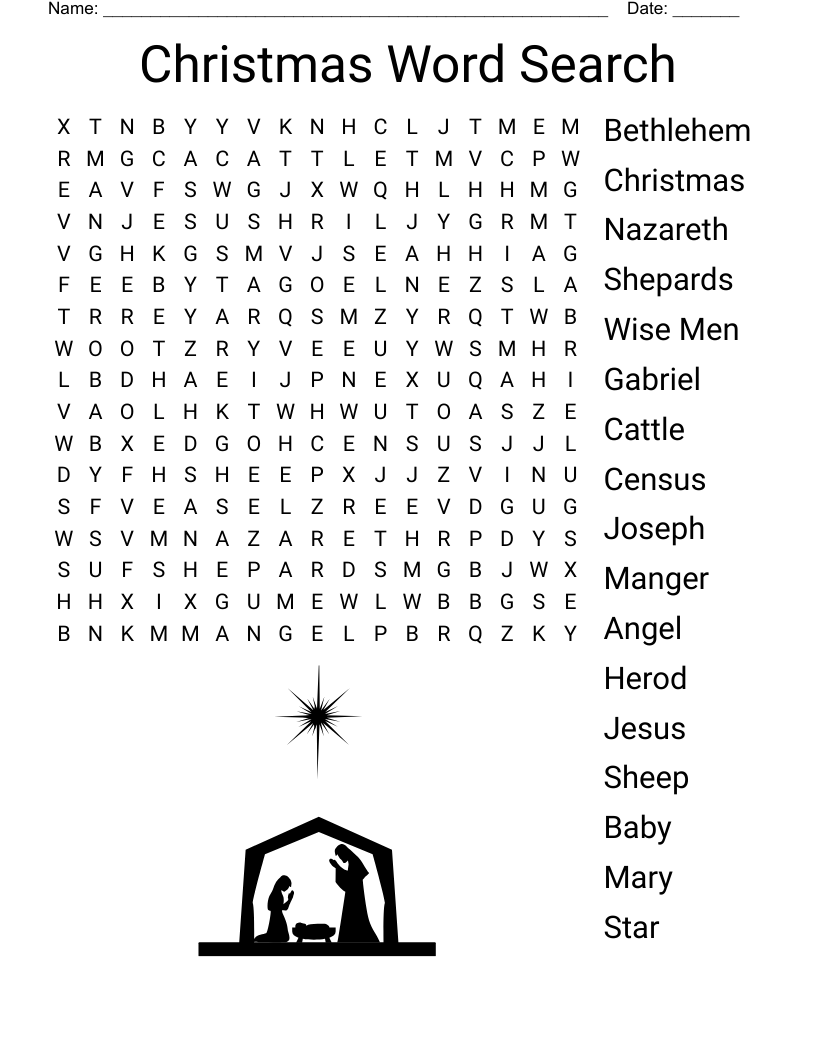 Free Printable Christian Christmas Word Search