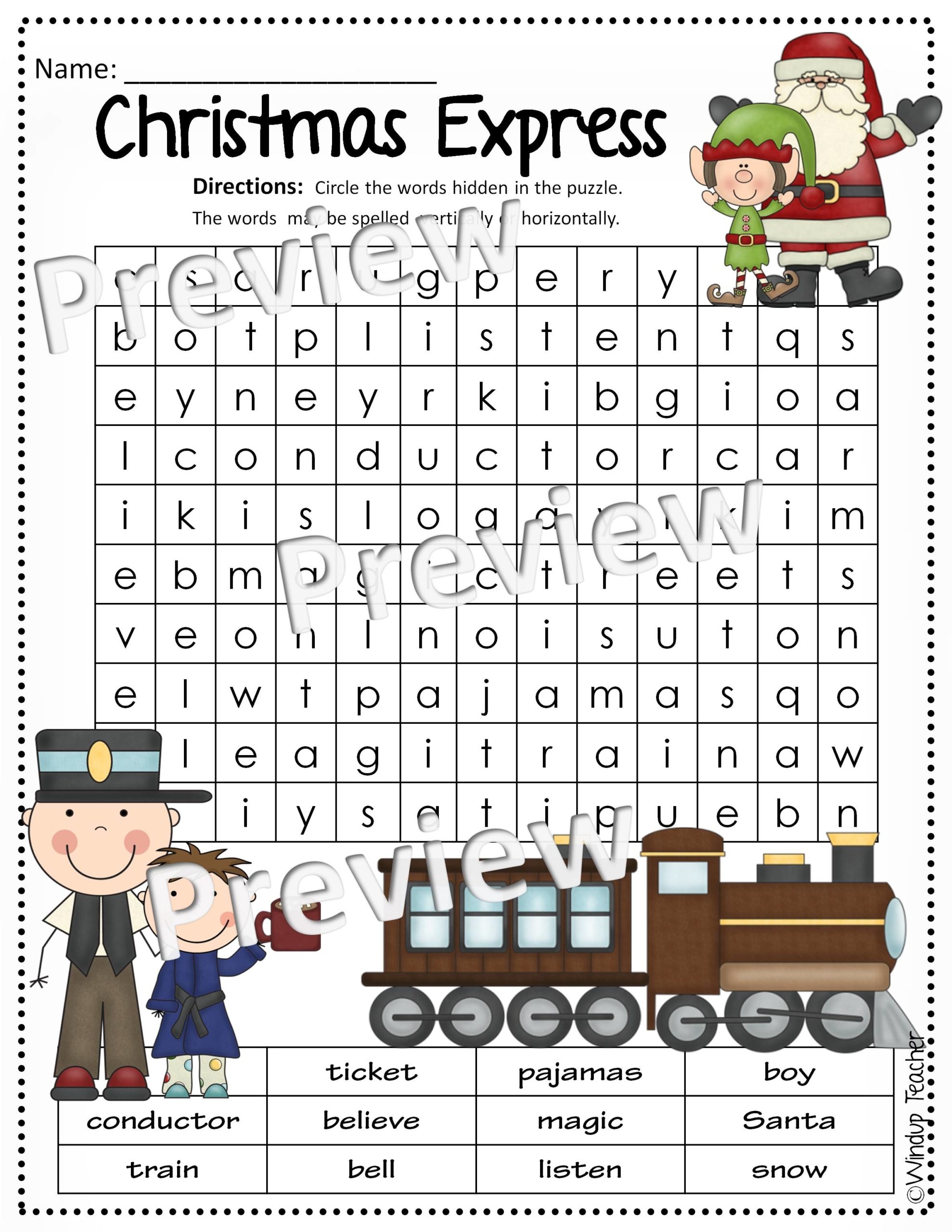 Christmas Express Word Search Easy Made By Teachers