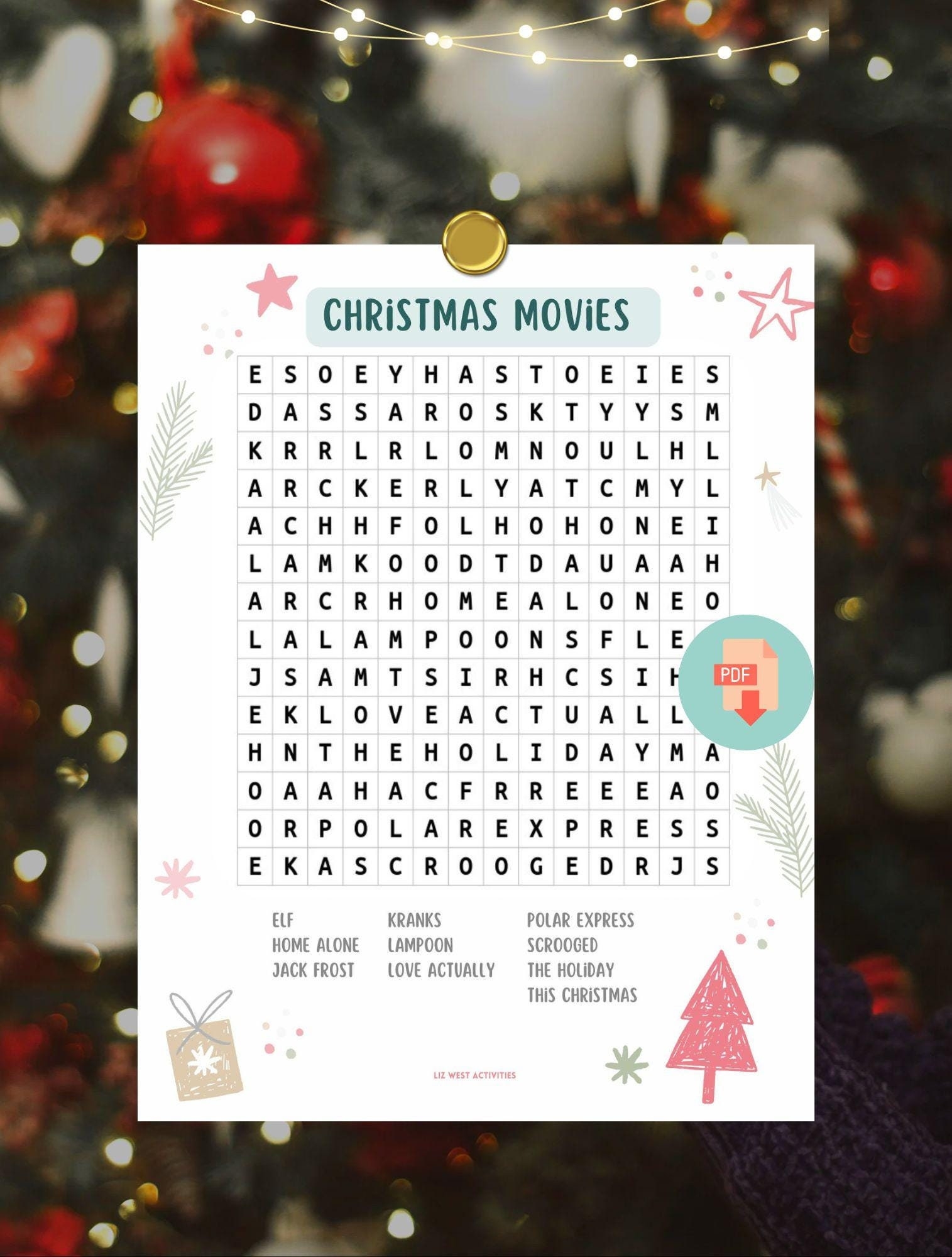 Christmas Movies Printable Word Search Puzzle Christmas Movie 