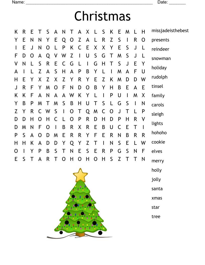 Christmas Movie Word Search Printable
