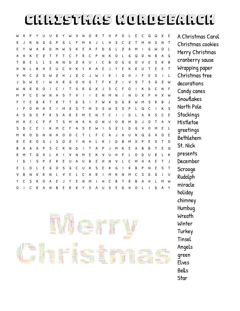 Christmas Movies Word Search WordMint