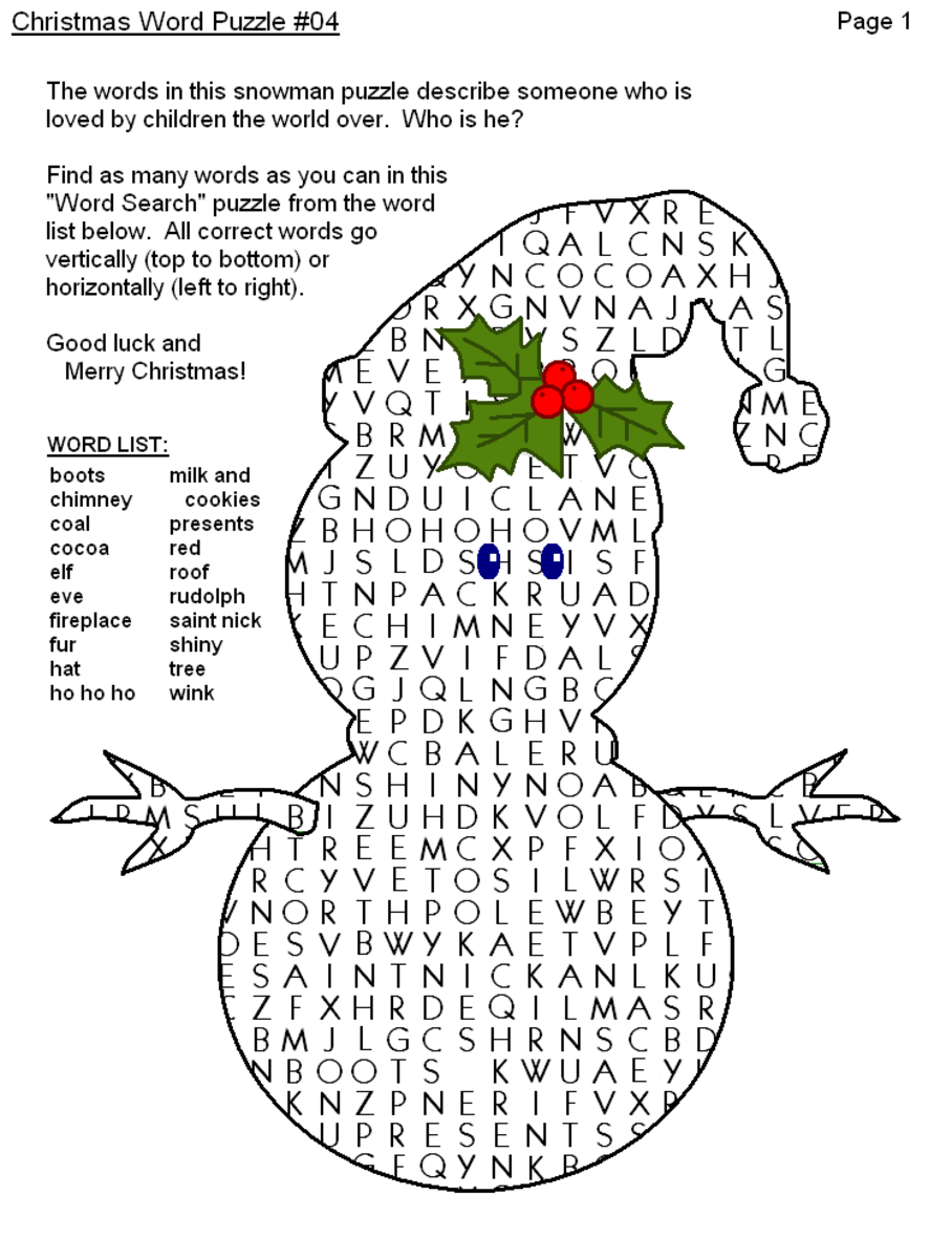 Christmas Word Puzzle Word Search Printables HubPages