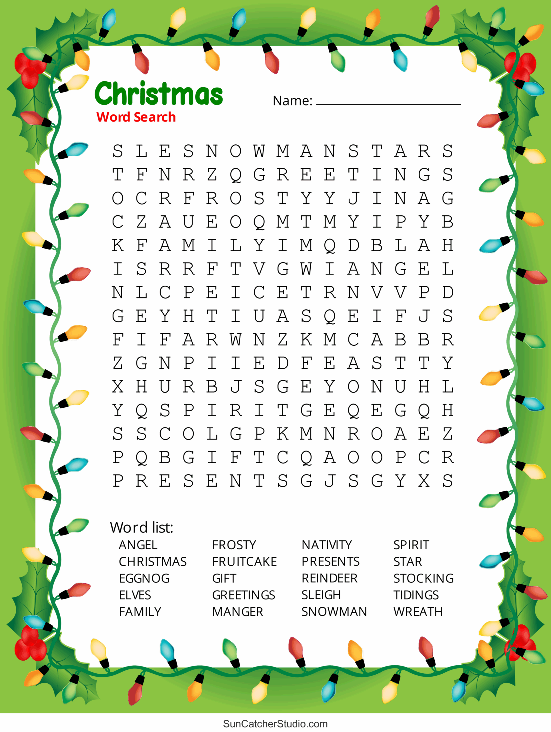 Free Printable Difficult Christmas Word Search