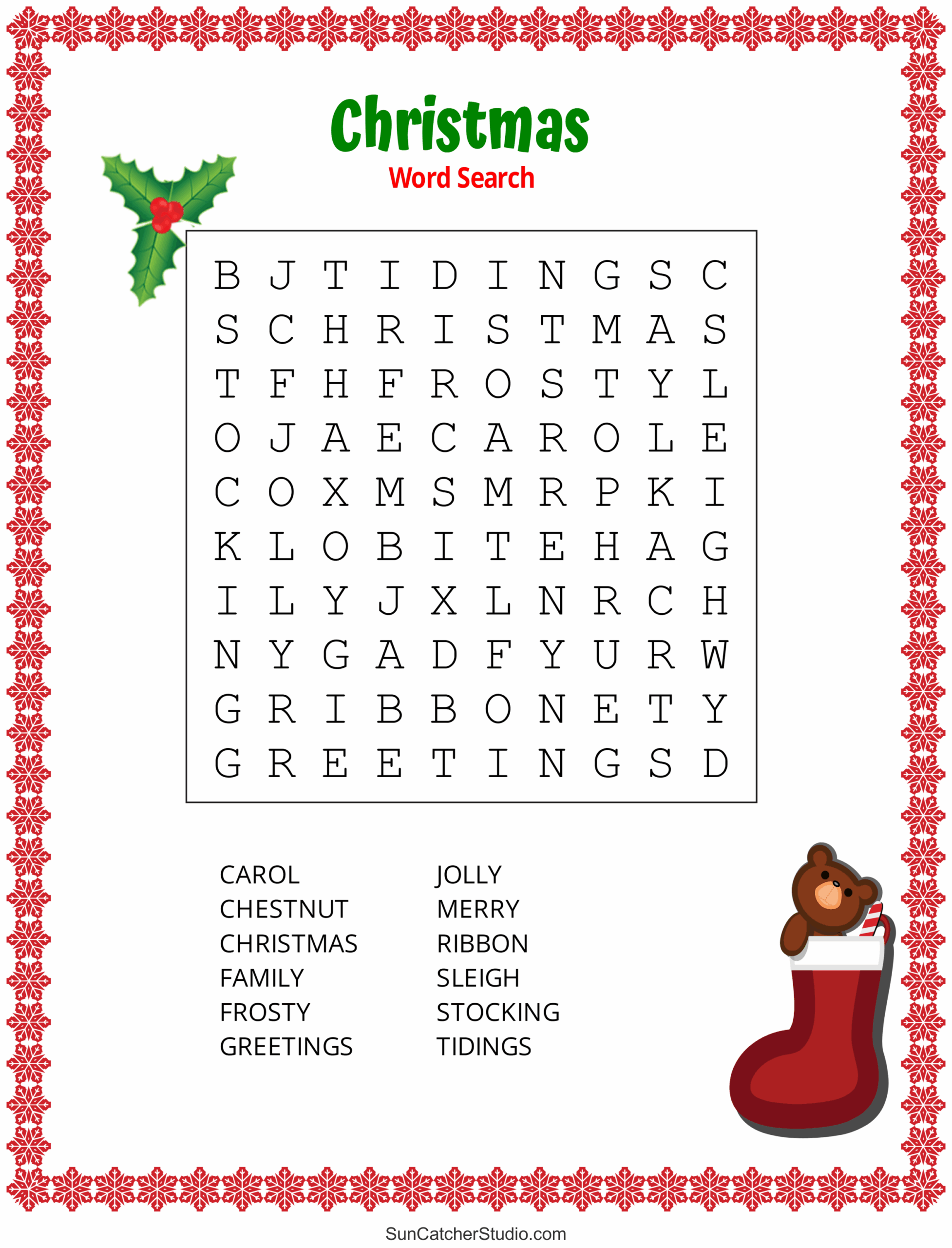Large Print Christmas Word Search Printable