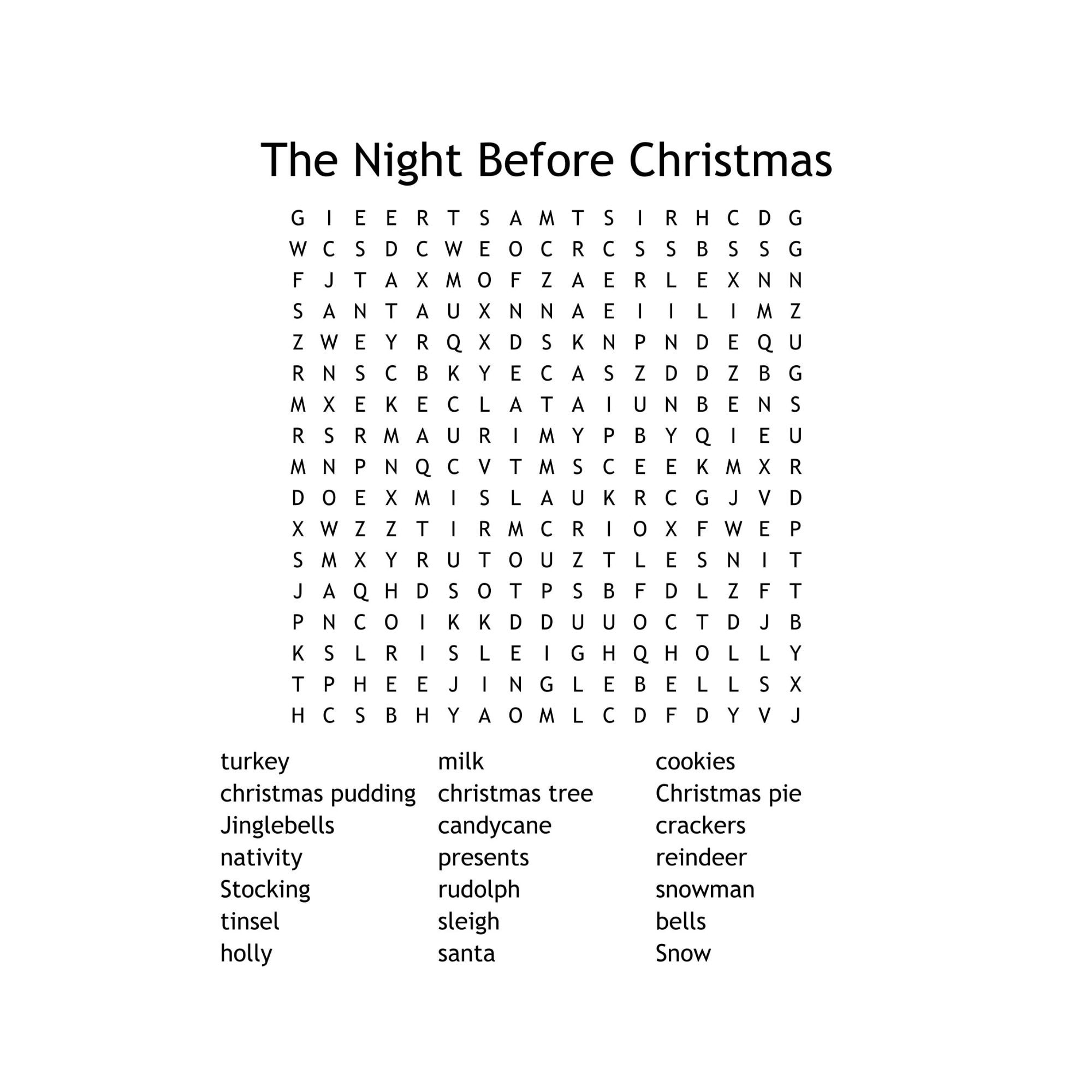 Christmas Word Search Printable Download PDF Instant Digital 