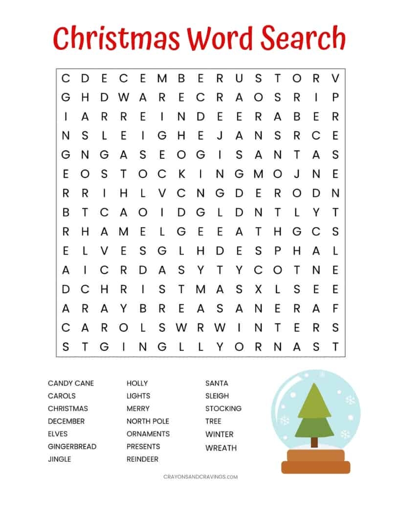 Free Printable Christmas Word Search Games