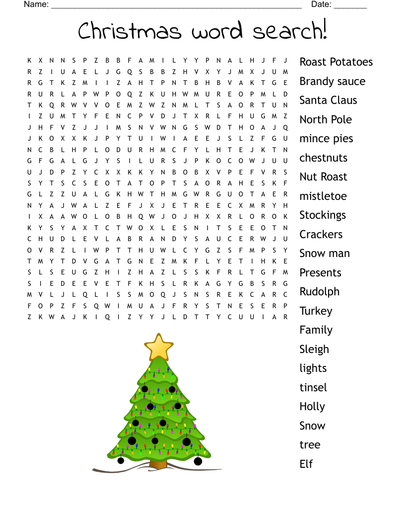 Christmas Word Search WordMint