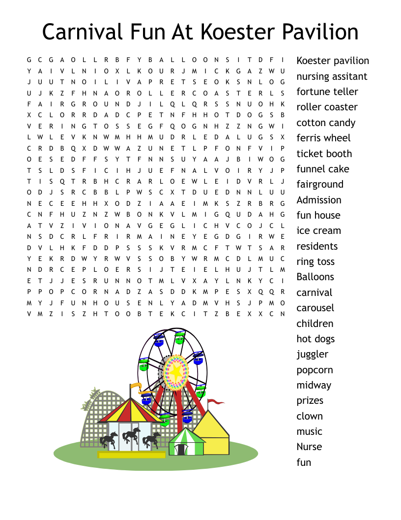 Circus Word Search WordMint