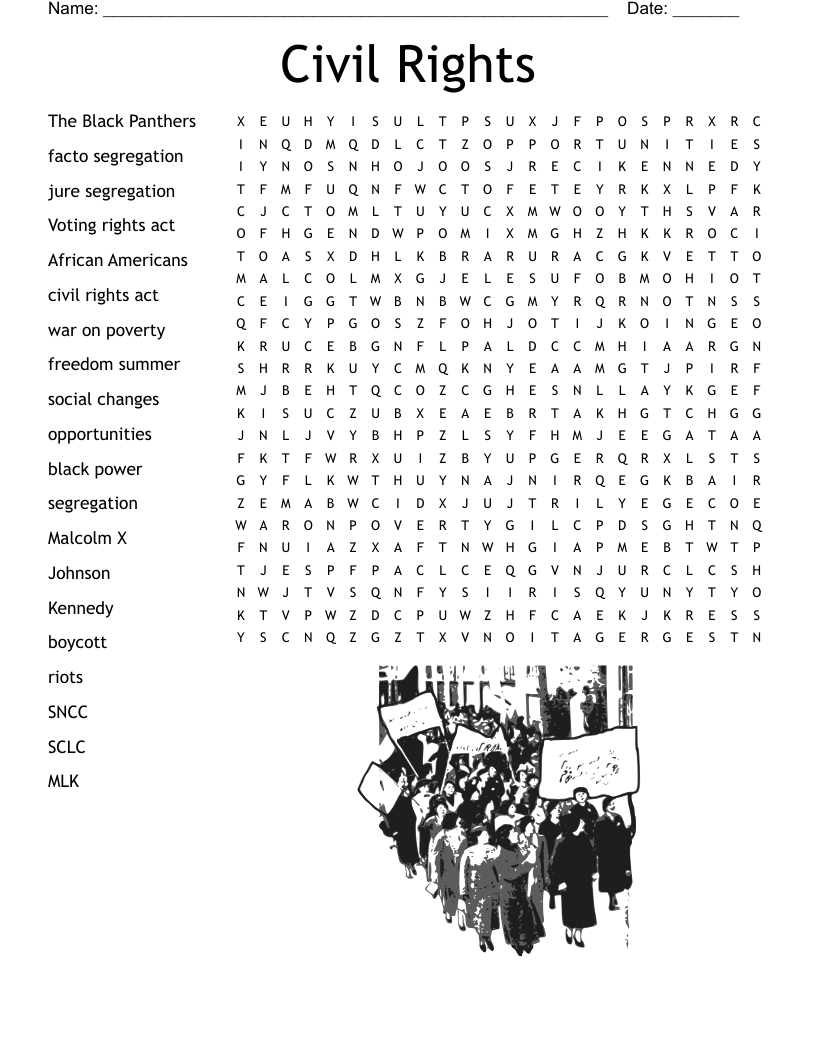 Civil Rights Word Search Printable