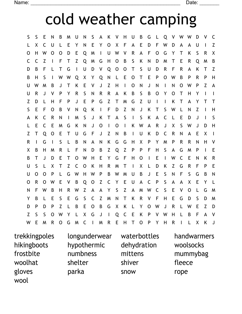 Printable Camping Word Search