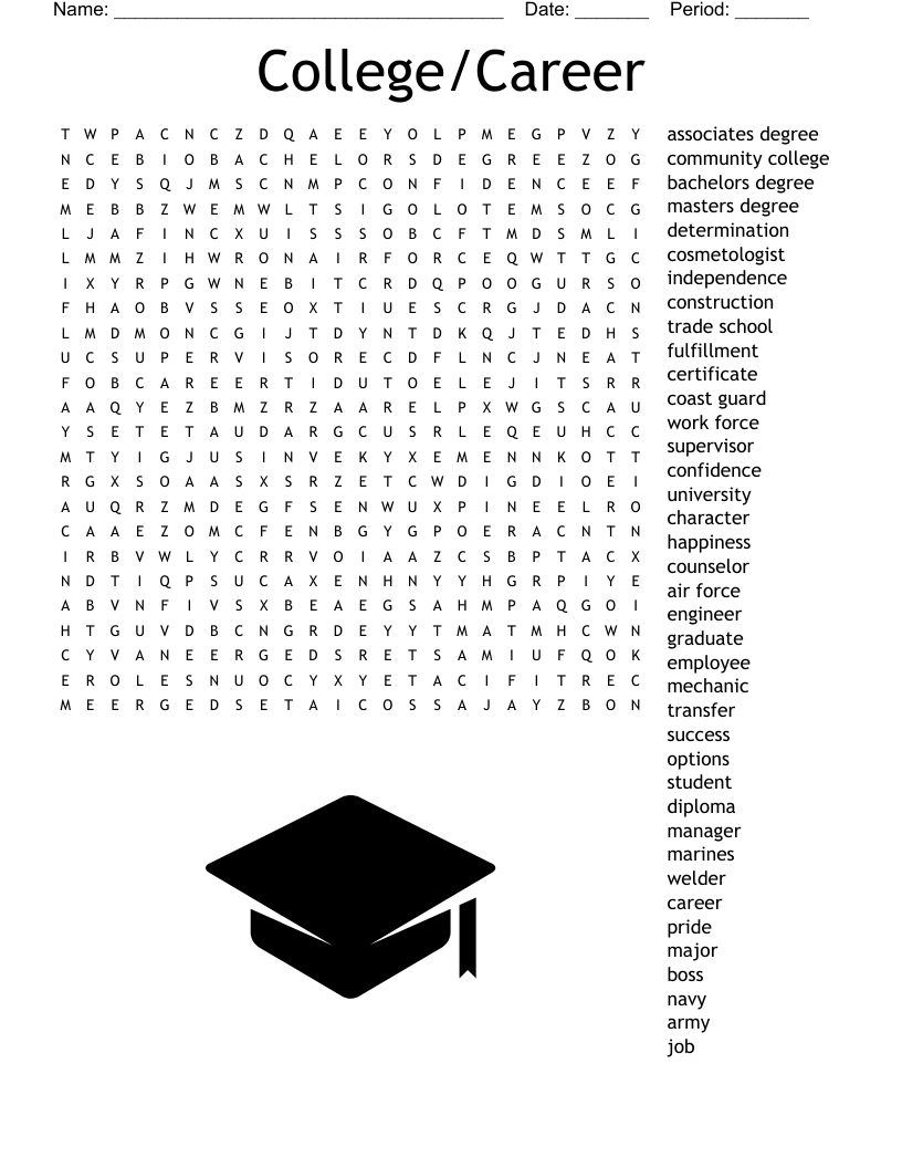 College Career Word Search WordMint