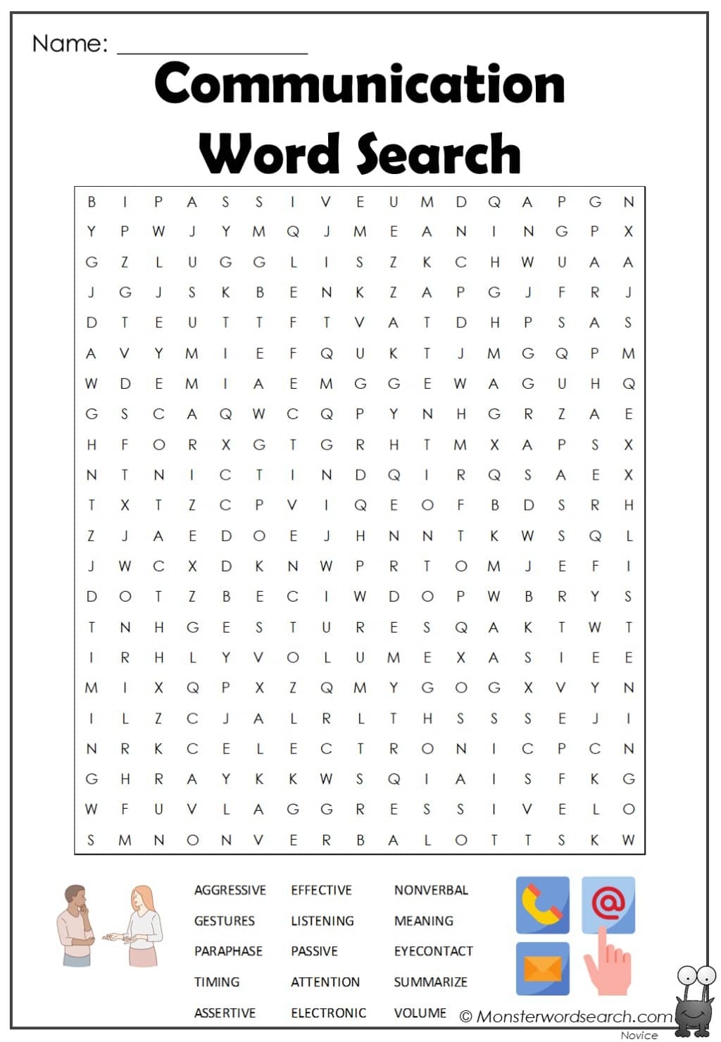 Communication Word Search Printable