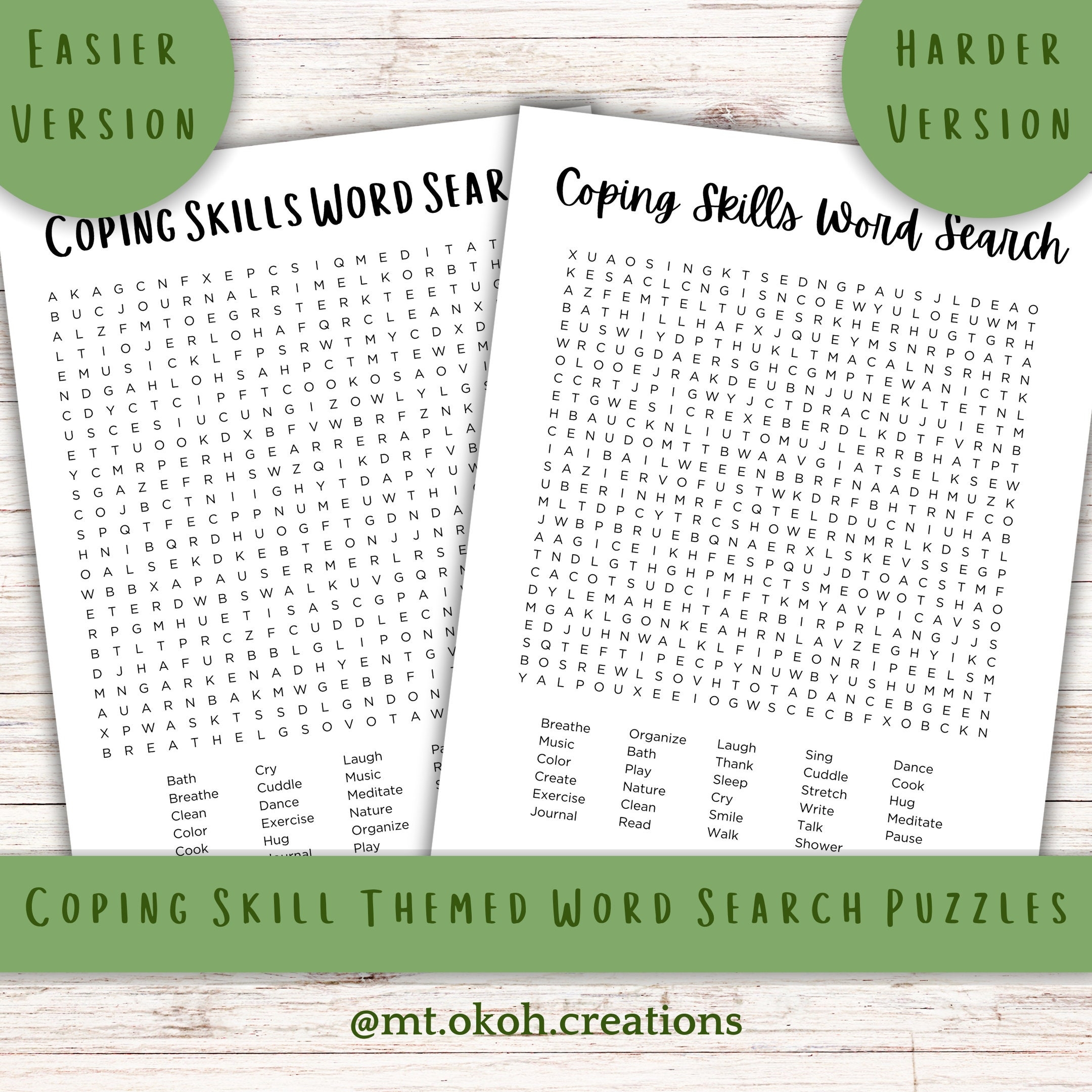 Coping Skill Themed Word Search Puzzle Etsy