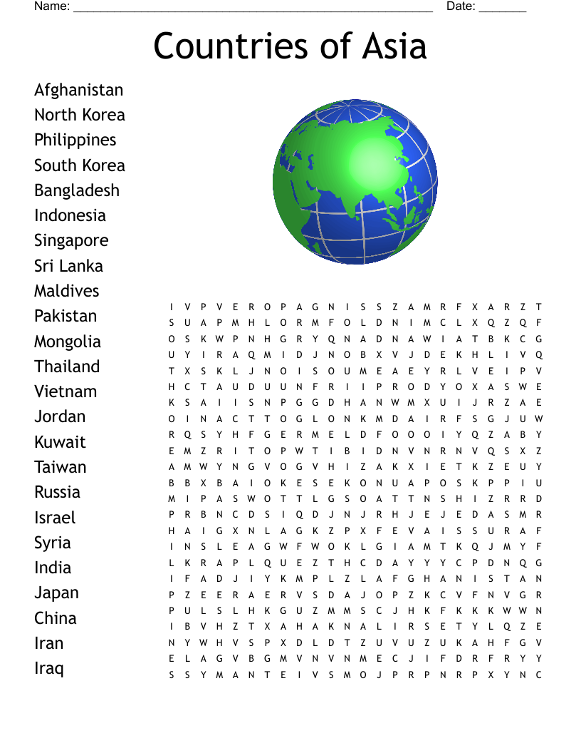 Countries Of The World Word Search WordMint