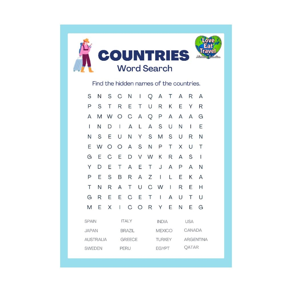 Countries Word Search Printable