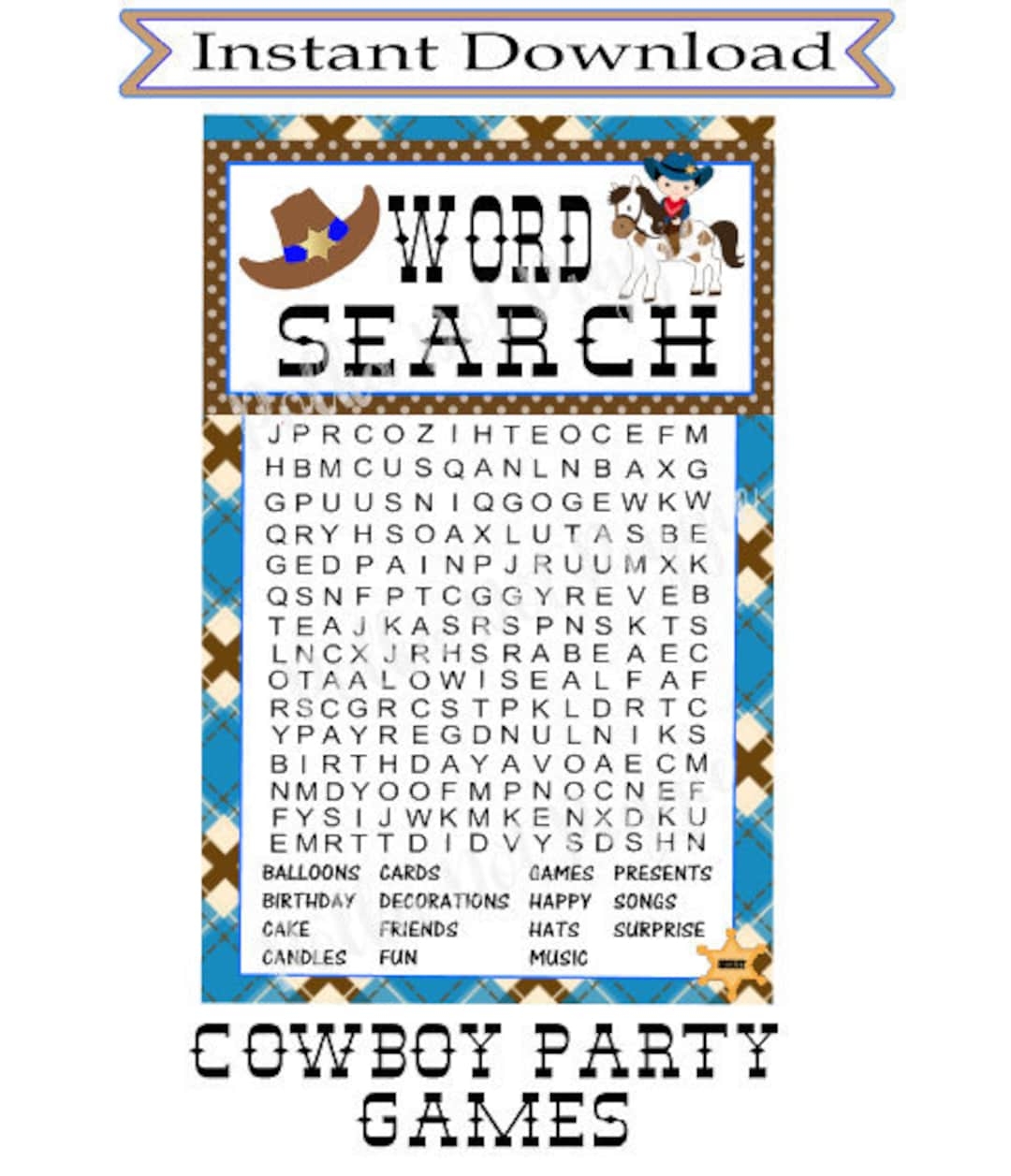 Free Printable Cowboy Word Search