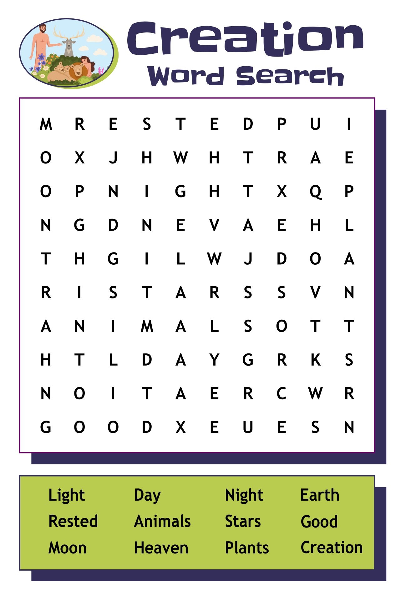 Creation Word Search 10 Free PDF Printables Printablee
