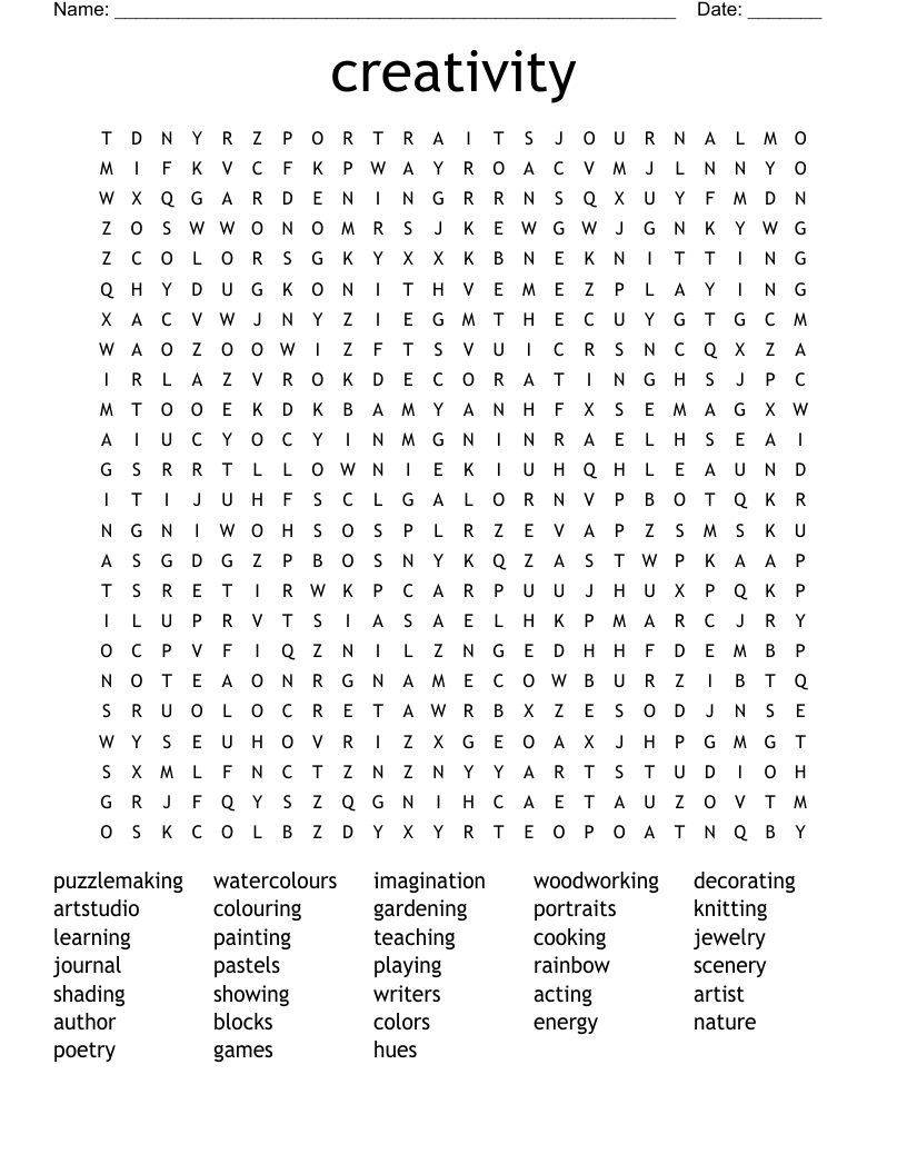 Printable Creative Word Search