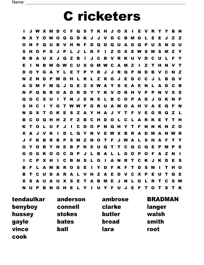 Cricket Word Search Printable