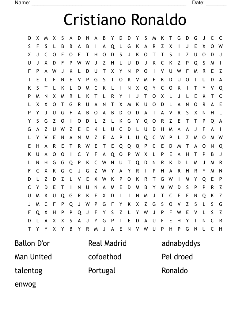 Soccer Word Search Printable