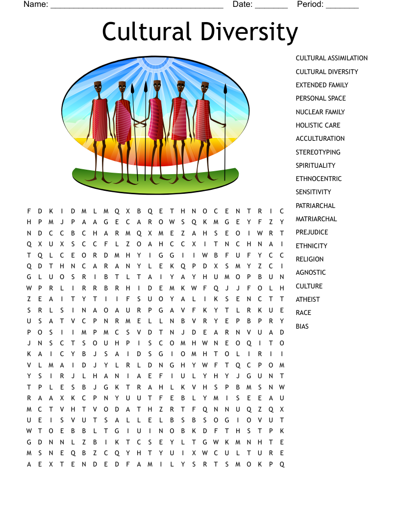Cultural Diversity Word Search WordMint