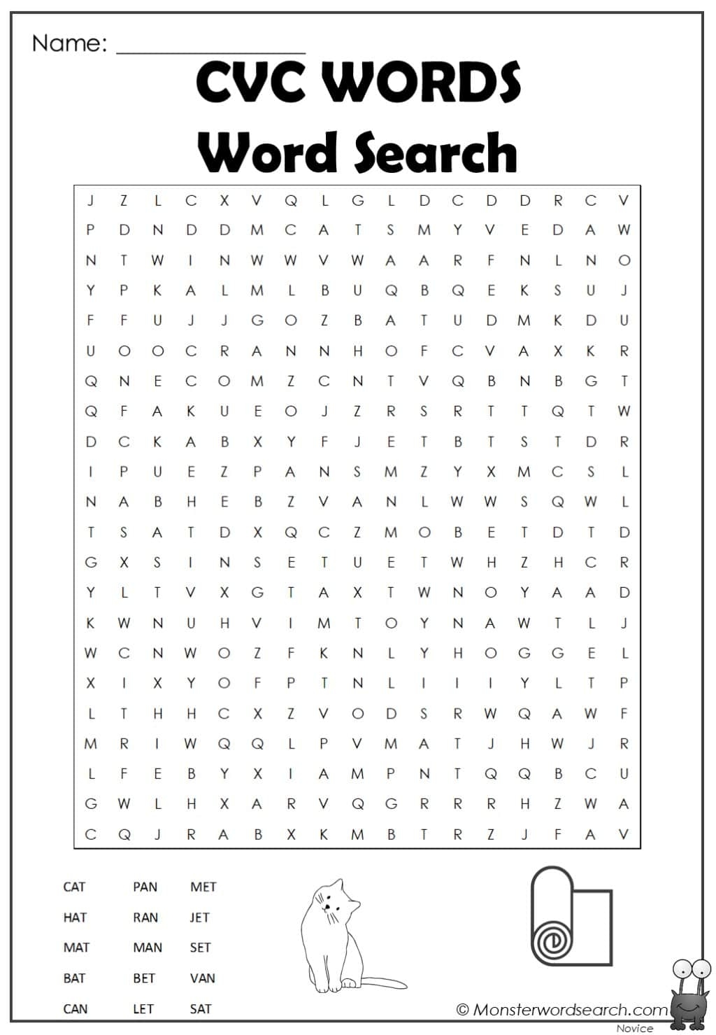 Cvc Word Search Printable