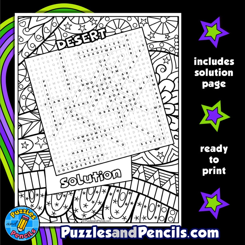 Desert Word Search Printable