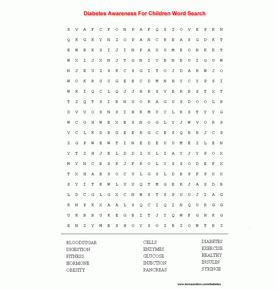 Diabetes Word Search