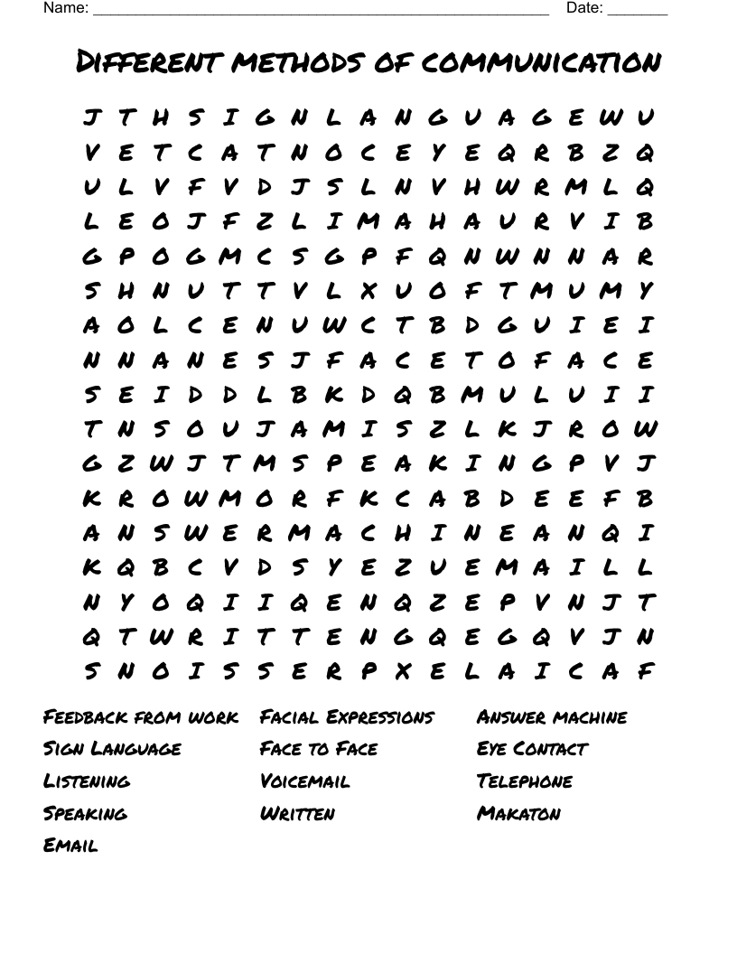 Communication Word Search Printable
