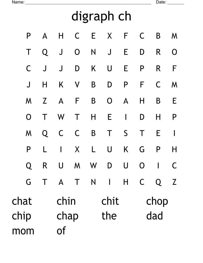 Digraph Ch Word Search WordMint
