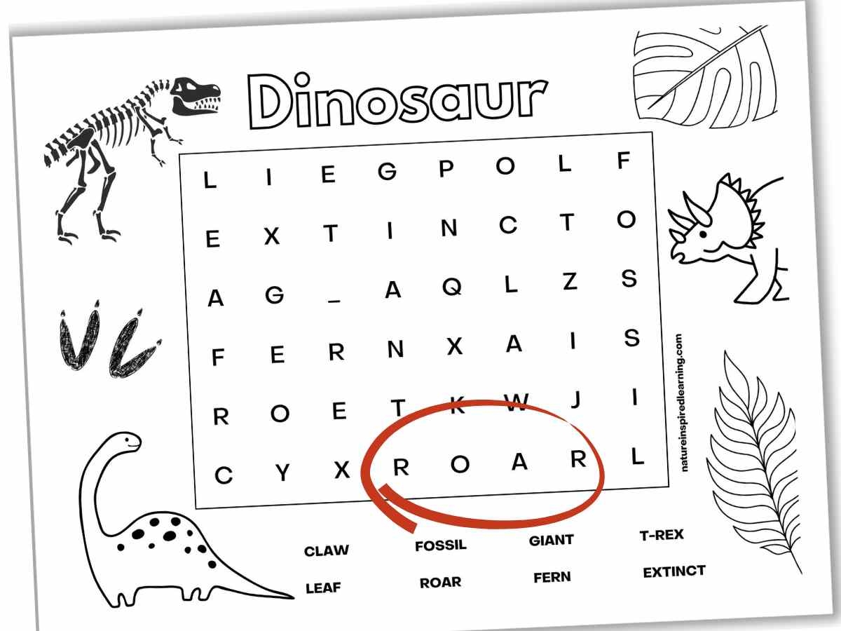 Free Printable Dinosaur Word Search