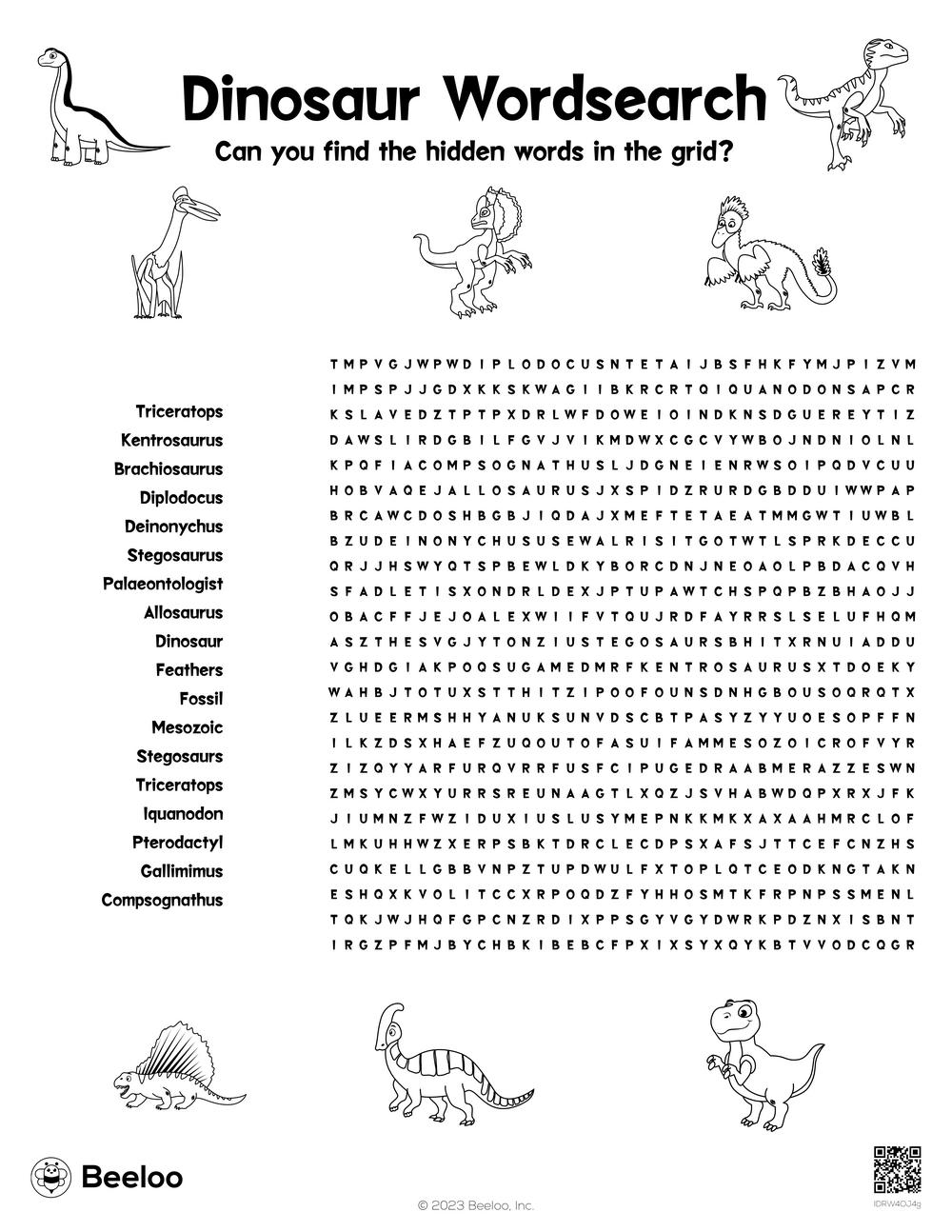 Dinosaur Wordsearch Beeloo Printable Crafts And Activities For Kids