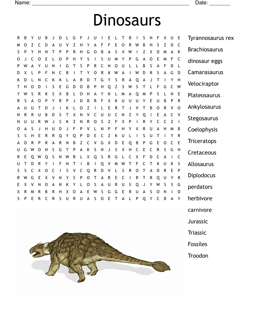 Dinosaurs Word Search WordMint