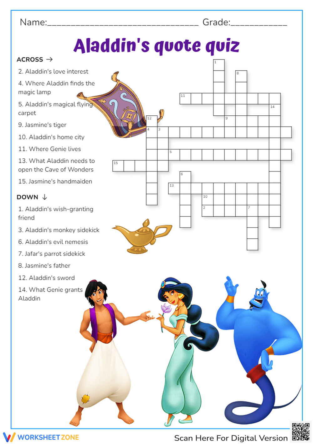 Disney Crossword Puzzles Worksheets 2025