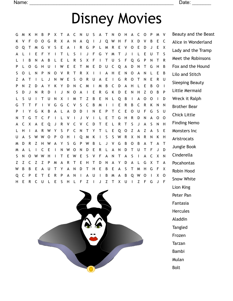 Movie Word Search Printable