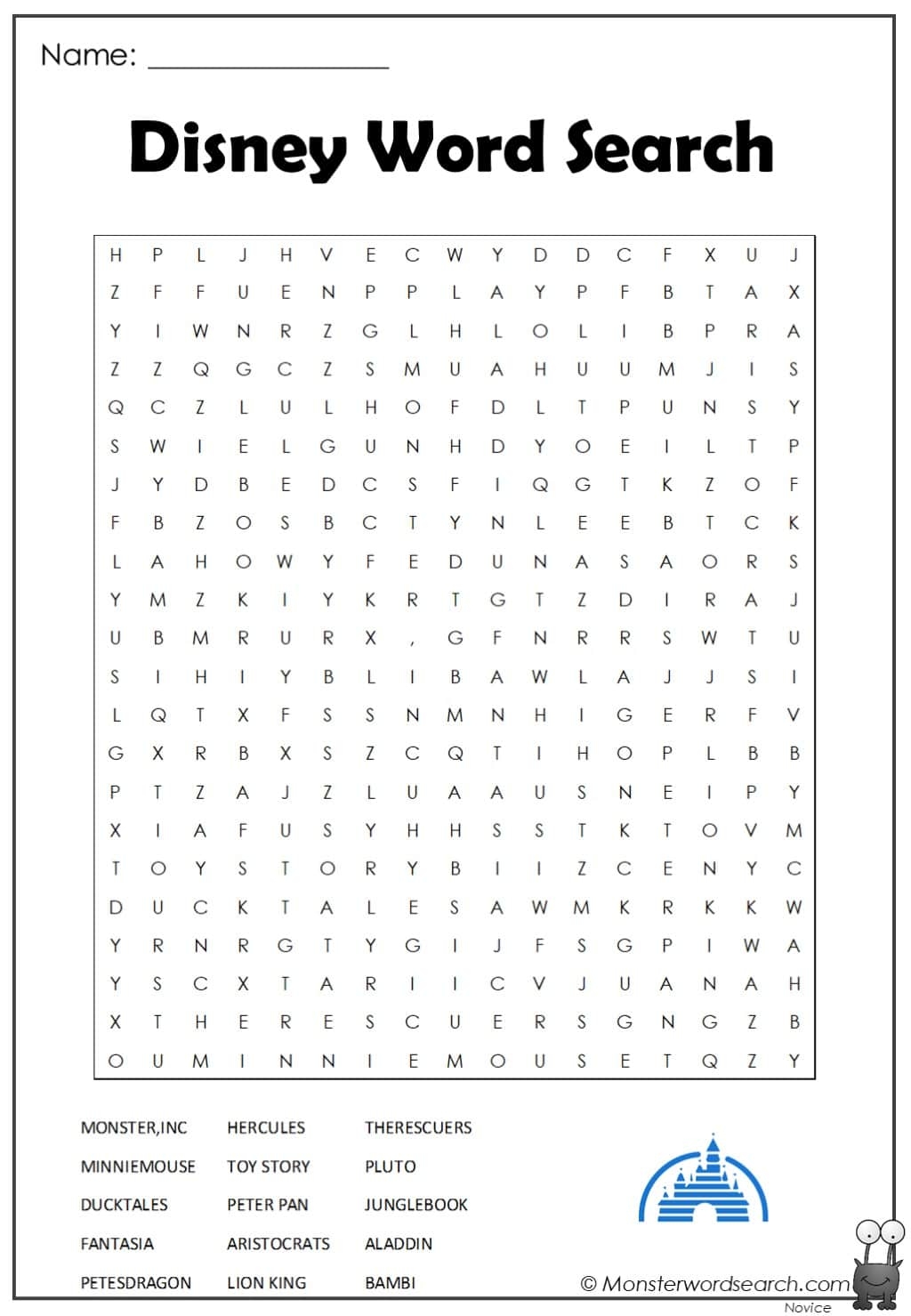 Free Disney Word Search Printable