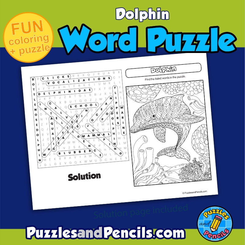 Dolphin Word Search Puzzle Marine Life Wordsearch Made By Teachers
