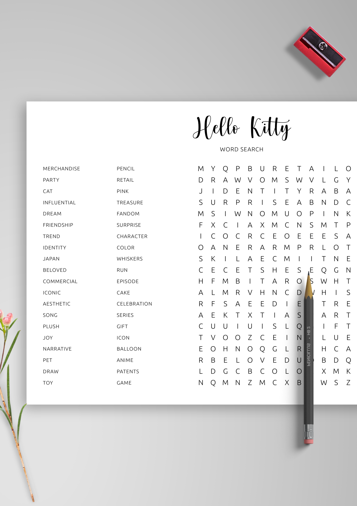 Download Printable Hello Kitty Word Search In PDF